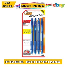 BIC Velocity Bold Retractable Ball Pen - Blue Ink, 4-Count