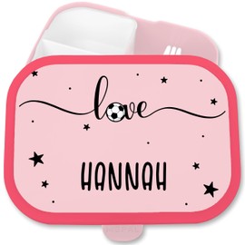Children's Campus Lunch Box for Mepal - Football Love Football with Name Love for Football - 750 ml - Pink - for School Football Lunch Box Boy Football Gifts Child