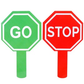 YQQYG Stop and Go Sign with Handle, Double Sided Street Slow Warning Reflective Signs, Guard Stop Sign for Guiding Traffic Street Safety