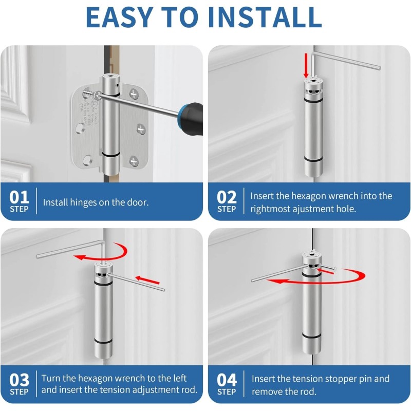 IOQ 4 Pack 3.5 Inch Self Closing Door Hinges 5/8"