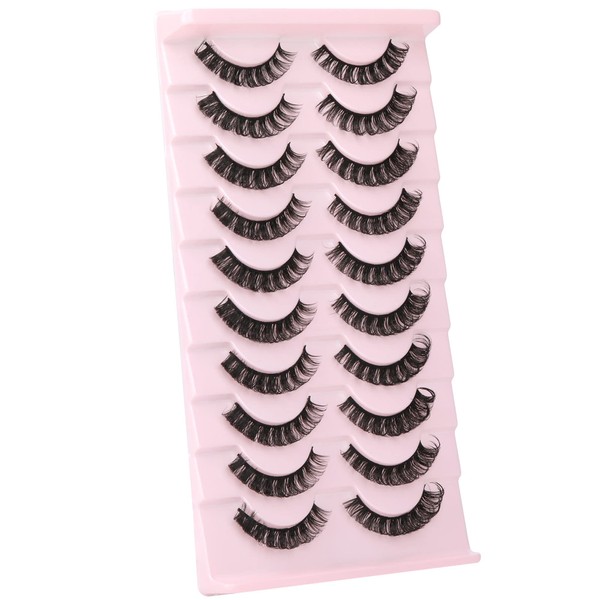wiwoseo False Eyelashes Russian Strip Lashes D Curly Faux Mink