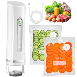 Syntus Vacuum Sealer Bags for Food, Food Storage Bags for Sous Vide Cooking Microwave Heating, Air Valve Zipper Bags & Zip Clips, 30 Bags (S+M+L) + 1 White Vacuum Sealer