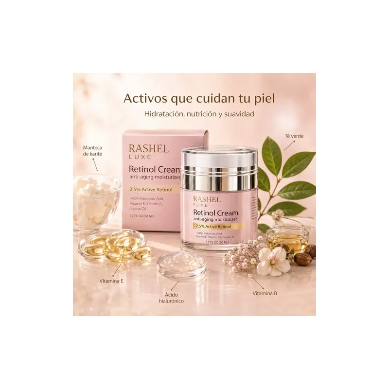 Crema Retinol, 2.5, Vitamina E Y B5, Aceite Jojoba, Arrugas