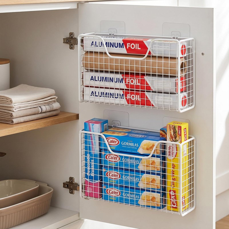 2 Pack Aluminum Foil Organizer, Foil and Plastic Wrap Organizer,