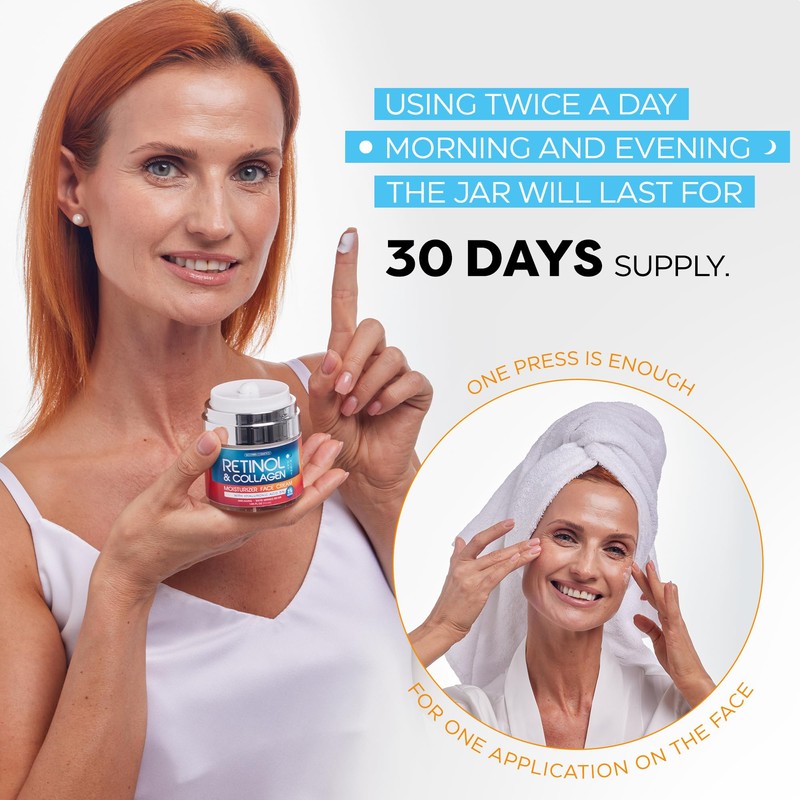 Retinol Cream for Face with Hyaluronic Acid, Day-Night Anti-Aging Moisturizer