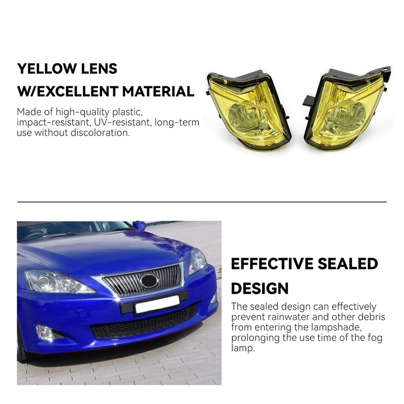 HECASA Fog Light Compatible with 2006-2010 Lexus IS250/IS350 Replacement for