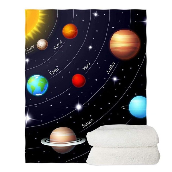 chaqlin Solar System Fleece Blanket Warm Bedroom Sofa Throw Blanket