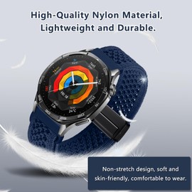 PinnWaa Nylon for Bracelet 18 mm 20 mm 22 mm, Elastic Magnetic with Magnetic Clasp Watch Strap, Adjustable Sports Replacement Strap Bracelets for Men and Women, 22 mm