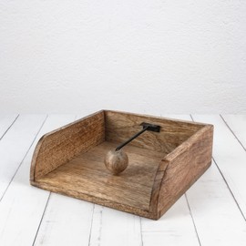 BHAVATU Rustic Farmhouse Wood Napkin Holder, Napkin Holder for Kitchen Tables, Counter Tops, Indoor and Outdoor, Picnic, Restaurants, Cafe, Vintage Home Decor 20.32cm x 20.32cm x 7.11cm)