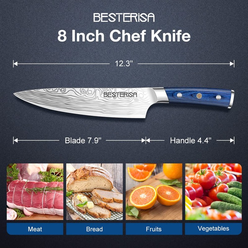 BESTERiSA Chef Knife,8 Inch Professional Chef Knife German Stainless Steel,Ultra