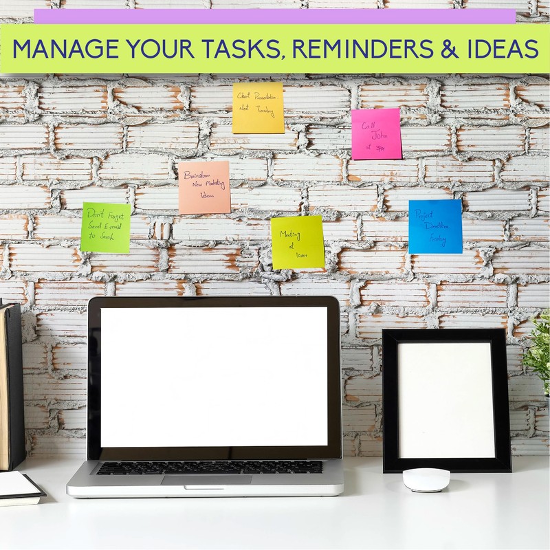 NextWell Premium Quality Bright Colour Self-Stick Notes, |12 Pack, 3x3