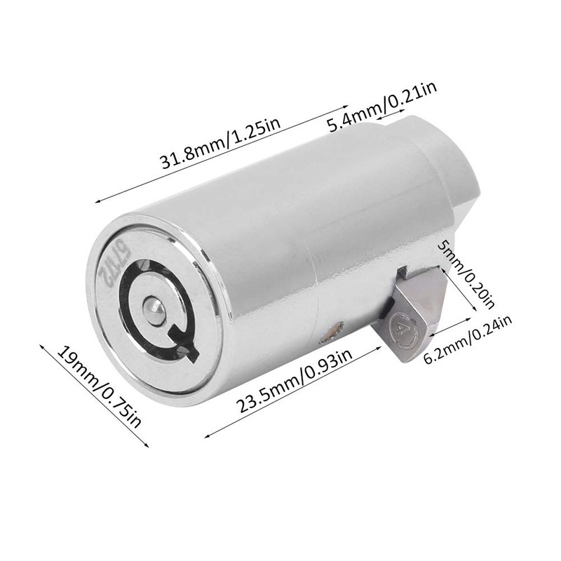 Vending Machine Lock and Key, Zinc Alloy Chrome Color Single