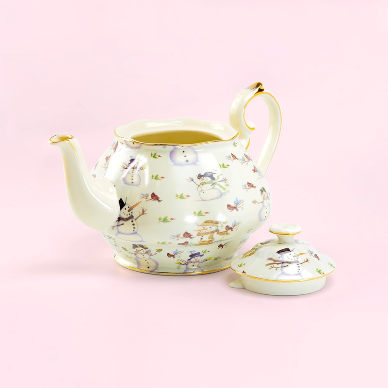 Grace Teaware Holiday Snowman Fine Porcelain Teapot 36oz Capacity
