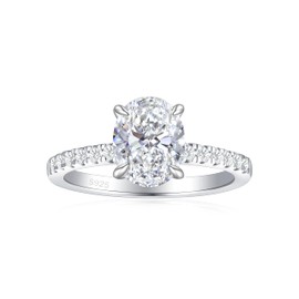 JALOKIVI 1.5CT 925 Sterling Silver Engagement Rings for Women Oval Cut Solitaire Cubic Zirconia Wedding Promise Rings for Her Silver Size 9.5, Sterling Silver, Cubic Zirconia
