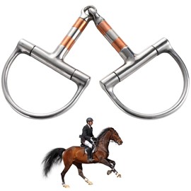 Anjetan Stainless Steel D-Ring Snaffle Bit, Horse Mouth Bit with Copper Roller, Flexible Central Joint, Ideal for Training and Control, Western Training Bit for Horses