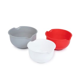 Luminuxe 3 Piece Plastic Mixing Bowl Set with Non-Slip Base – 1.5L, 2L, 2.5L