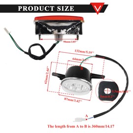 PRO BAT 12V LED Front Head Light Lamp + Rear Tail Brake Light for Chinese 4 Wheelers Coolster Taotao Baja 110cc 125cc 150cc 200cc 250cc Quad Dirt Bike ATV