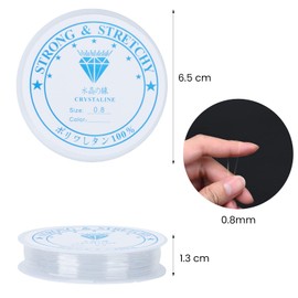 AKHTART 3 Rolls Clear Elastic String for Bracelets, Durable & Strong Bead Thread, Bracelet Cord Jewellery Making DIY Necklaces, Crafts, Decorations (0.8 mm x 6 m)