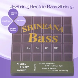 4-String Electric Bass Strings - Nickel Alloy Wound with German Hex Steel Core | Full Coated for Longevity | Vacuum Sealed (45-105 Medium) | Smooth Feel & Balanced Warm Tone