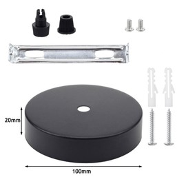 HsentimenH Pack of 4 Ceiling Canopy, 100 x 20 mm Black Canopy Lamp, Distributor Canopy Surface-Mounted Box, Lamp Cover Ceiling Canopy Lamp with All Required Accessories for Pendant Lamps