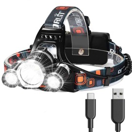 Headlamp Rechargeable,USB-C Head Lamp Flashlight High Lumen,Super Bright Head lamp,Waterproof Headlight Hard Hat Light,Adjustable Light for Adults,Work Headlight,Hunting headlamp,Camping headlamp