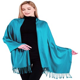 CJ Apparel Women's Hand Made Nepalese Tassels Shawl Pashmina Scarf, Deep Sky Blue, 35, Unit size