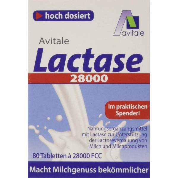 Avitale Lactase 28,000 FCC, 80 Tablets in Dispenser
