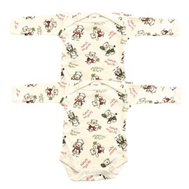 Junior Joy 18-24 Months Baby Printed Bodysuits Cream, 100% Cotton, Super Soft, Long Sleeves, Envelope Neck, Popper Fastening for Easy Nappy Change, Durable, Machine Washable, Pack of 2