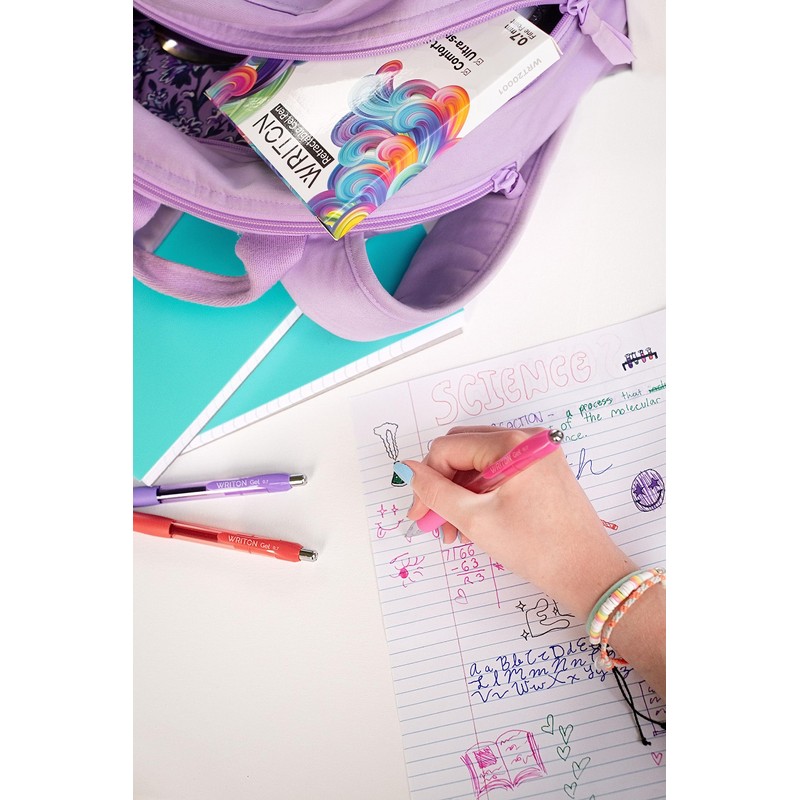 Writon Retractable & Refillable Gel Pens, Comfort Grip, 0.7mm Fine