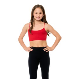 Malibu Sugar Girls Red Bra Camisole - Crop Cami Bras for Girls Spaghetti Straps Comfort and Function (Designed to fit Girls 10-14)