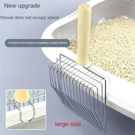 trabag Katzenstreuschaufel, 27cm Katzenstreuschaufel Metall, Katzenklo Schaufel Lochabstand 7mm, Katzenschaufel für Katzenklo, Katzenschaufel Mit Holzgriff