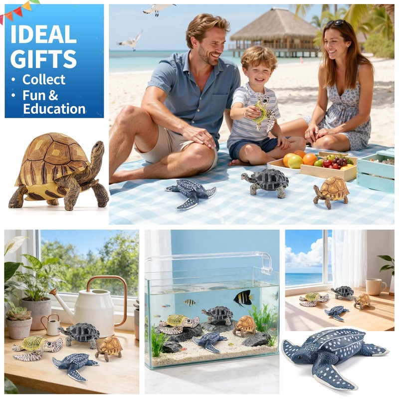 Totsmile 4PCS 5'' Large Sea Turtle & Tortoise Toys Figurines,