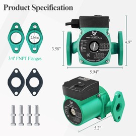 AB 110V Circulation Pump, 130W 13 GPM Hot Water Recirculating Pump, 3 Speed Switchable Circulator Pump with 3/4'' FNPT Flanges for Boiler, Solar Heater and Hydronic Radiant Heating (Green-3/4")