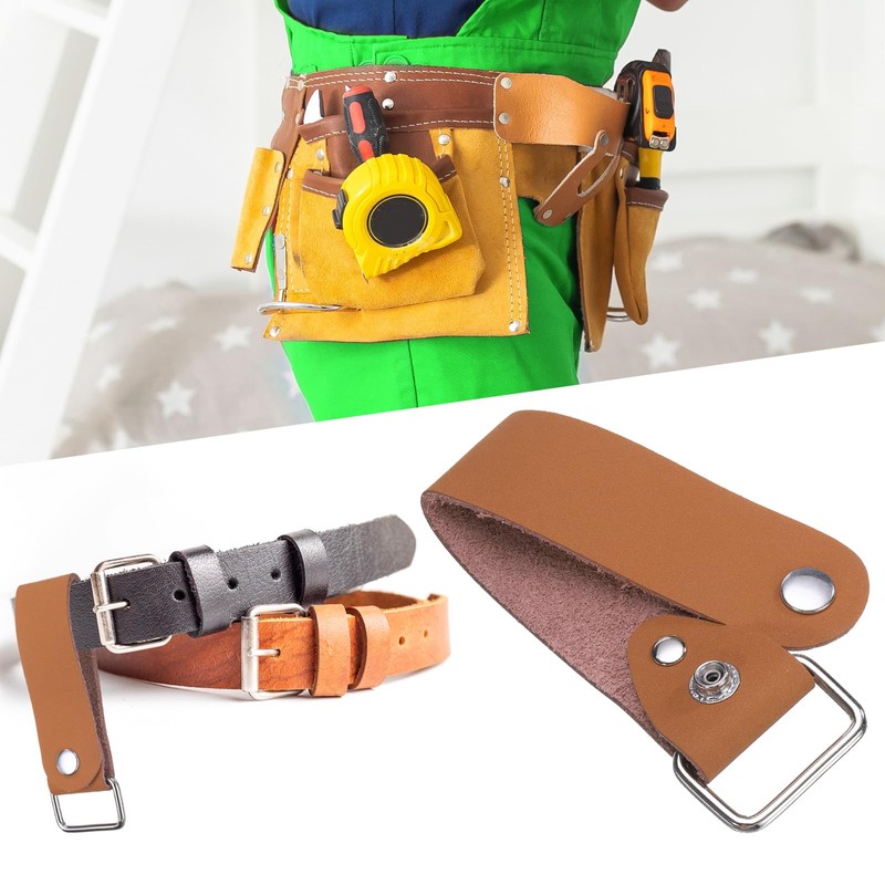 sourcing map 2pcs Tape Measure Holder 4.8" Leather Tape Measure
