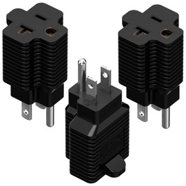 (3Pack) Nema 5-15P to 5-20R Adapter, ETL Verified 2-in-1 15Amp 125Volt to 20Amp 125Volt Power Adapter, Household 15A to 20A Adapter T-Blade 15Amp to 20Amp