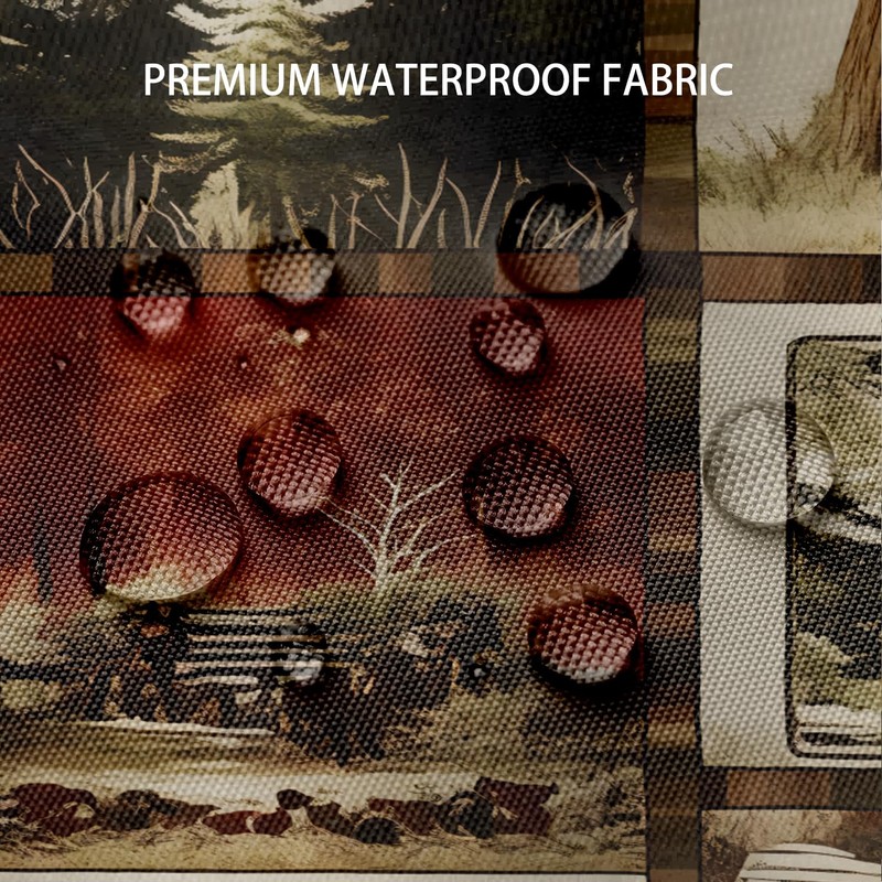 ZCHOMI Rustic Cabin Shower Curtain Farmhouse Country Bear Forest Bathroom