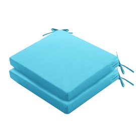 Summsun Outdoor Chair Cushions Set of 2: Waterproof & Fade Resistant Deep Seat Cushion for Patio Furniture - 24 x 24 x 3 Inch Chair Pads with Ties and Hidden Zipper - Patio Chair Cushion Replacement, Teal