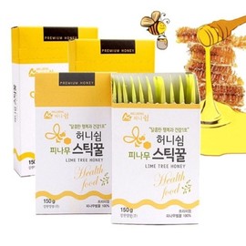 강원양봉 프리미엄 피나무 스틱꿀 4박스(박스당15gx10개) Gangwon Beekeeping Premium Pine Tree Stick Honey 4 Boxes (10 Pieces of 15g Per Box)