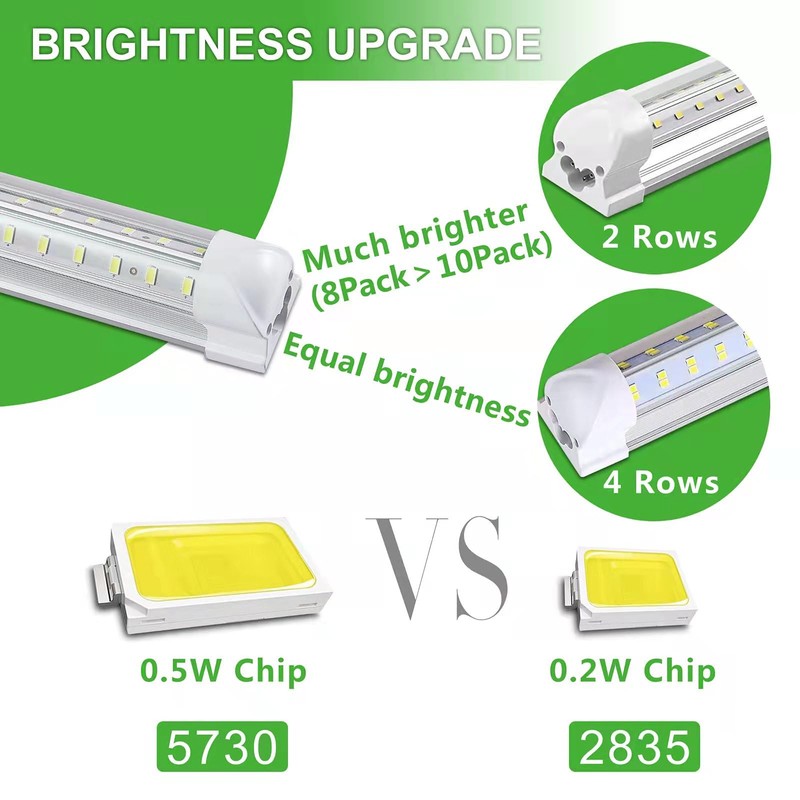 Skymoatled 8Pack 4FT LED Shop Light Garage Lights,50W 6000K 7500LM