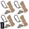 Hikeman 4 Pack Camping Rope with Locking Carabiner Clip,4mm Reflective
