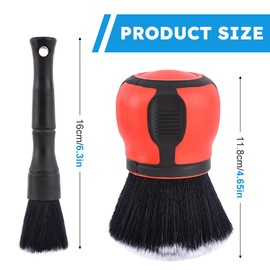 TLPCRKI 2 Pack Detail Brush, Car Ultra Soft Bristles Detailing Brushes, Interior Dusting Brush with Storage Rack, Covers Large Area Inside or Outside Vehicles, for Most Cars(Red)