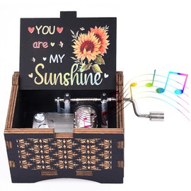 byykit You are My Sunshine - Caja de música grabada con manivela de madera