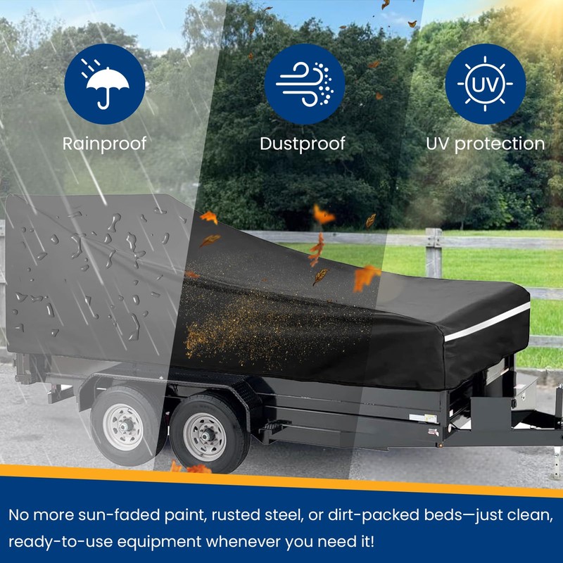 Utility Trailer Cover 7x12 FT, Waterproof Dump Trailer Tarp