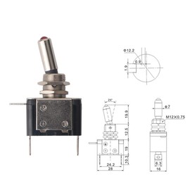 QitinDasen 3Pcs Professional Car Toggle Switch, Red Waterproof Cover Red LED Indicator, ON-OFF 2 Position 3 Pin SPST Auto Rocker Switch, for Car Auto Truck Boat (20A / 12VDC)