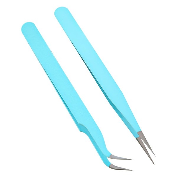 Tadipri Pack of 2 Professional Eyelash Tweezers Stainless Steel Straight