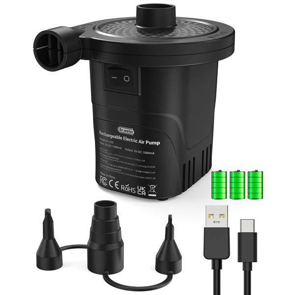 Dr.meter Dr.meter Air Pump for Inflatables, Rechargeable 4000mAh Battery Air