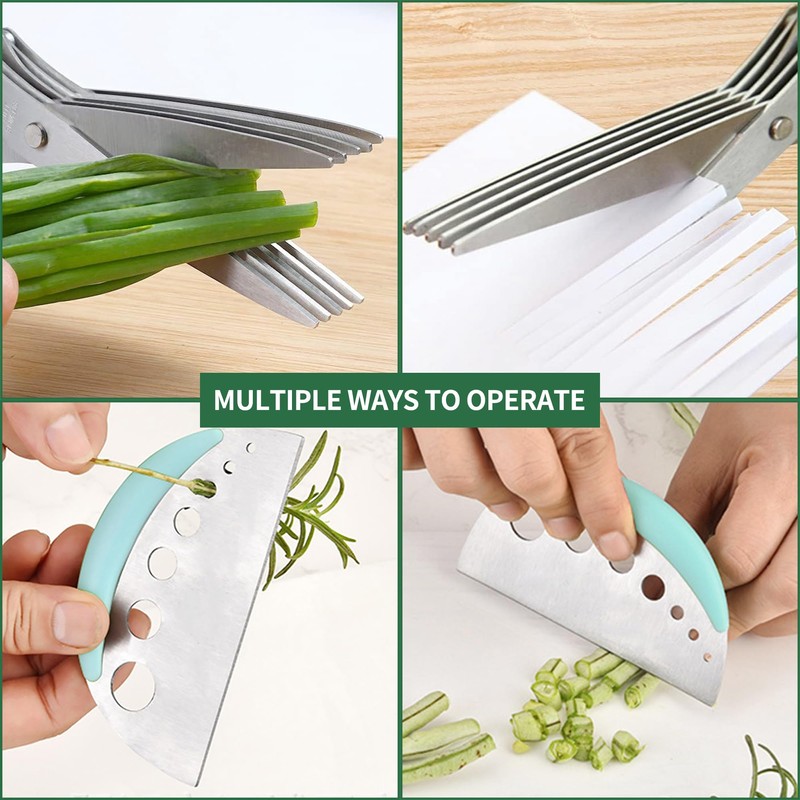 Herb Scissors 5 Blade Kitchen Salad Scissors Set with Herb
