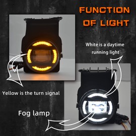 LED&DRL Fog Lights Compatible with 2003-2006 GMC Sierra 1500 2500 3500 1 Pair Front Driving Fog Lamps With Daytime Running Lights and Turn Signal Lights- Black Trim