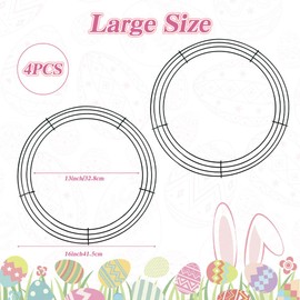 Wire Wreath Frame, 4 Pack 14 Inch Metal Wreath Form Frame, Dark Green Round Wire Wreath Rings for St Patricks Day Easter DIY Floral Crafts Home Decor Indoor Outdoor Holiday Party Decorations Supplies