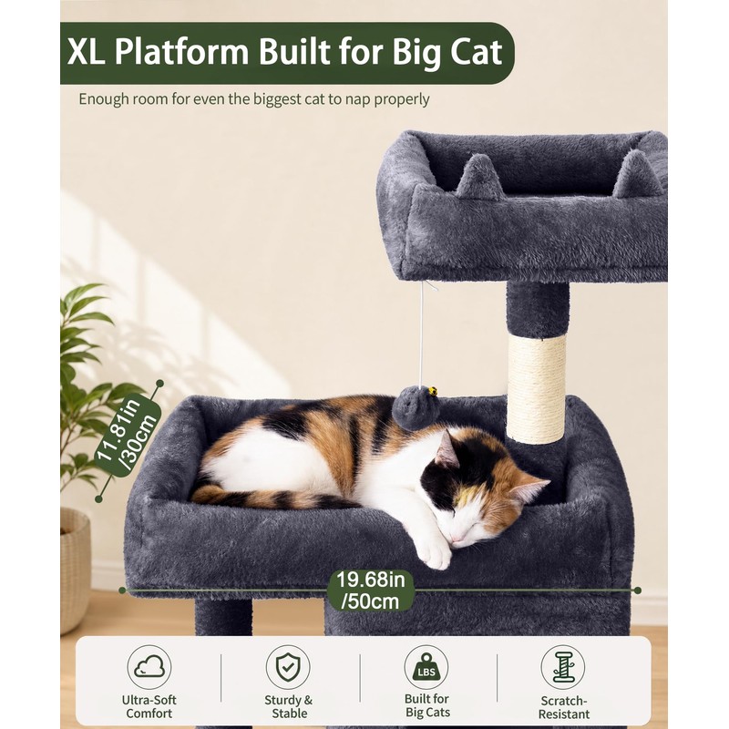 LIKISAK 68 Inch Heavy Duty Cat Tree Tower for Indoor